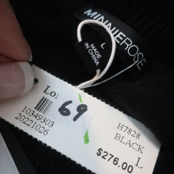 NWT Women Minnie Rose (Item- 69) Black Red Cotton Cashmere Naughty Sweater L - Picture 12 of 12